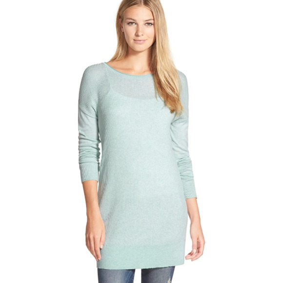 Caslon Women Ballet Neck Rib Knit Tunic Blue Size XL - Picture 1 of 2